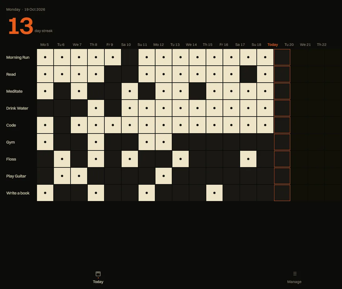 Streaks habit tracker demo