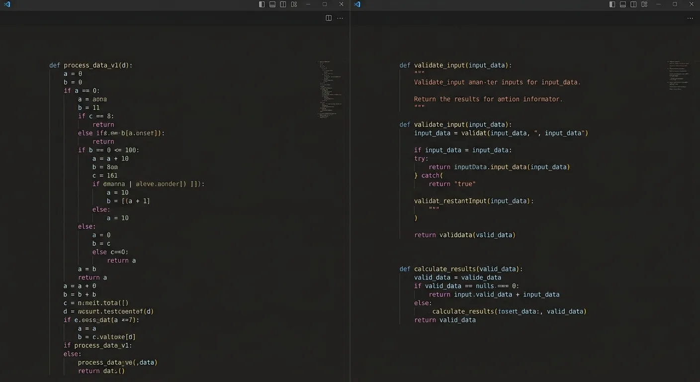 Code before and after refactor